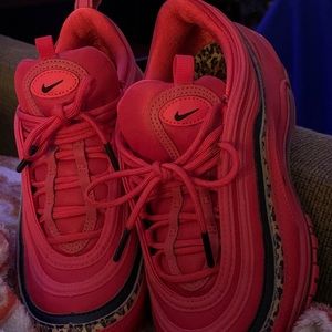 Nike AirMax’97 red with leopard trim and insoles